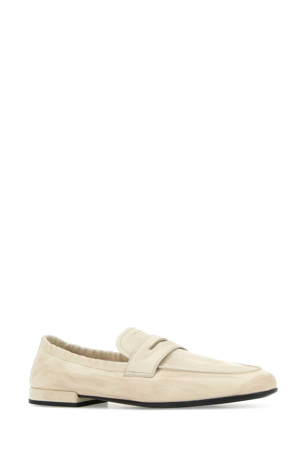 Prada Women Ivory Leather Loafers PRADA