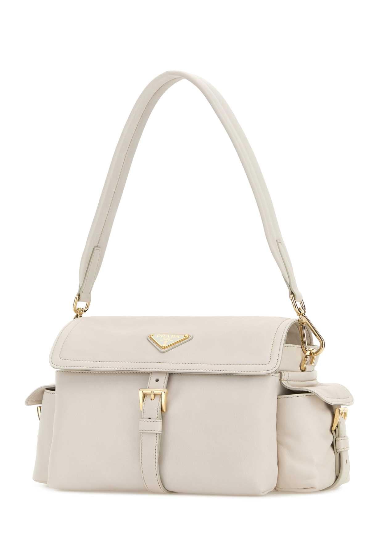 Prada Women Ivory Nappa Leather Prada Explore Shoulder Bag PRADA