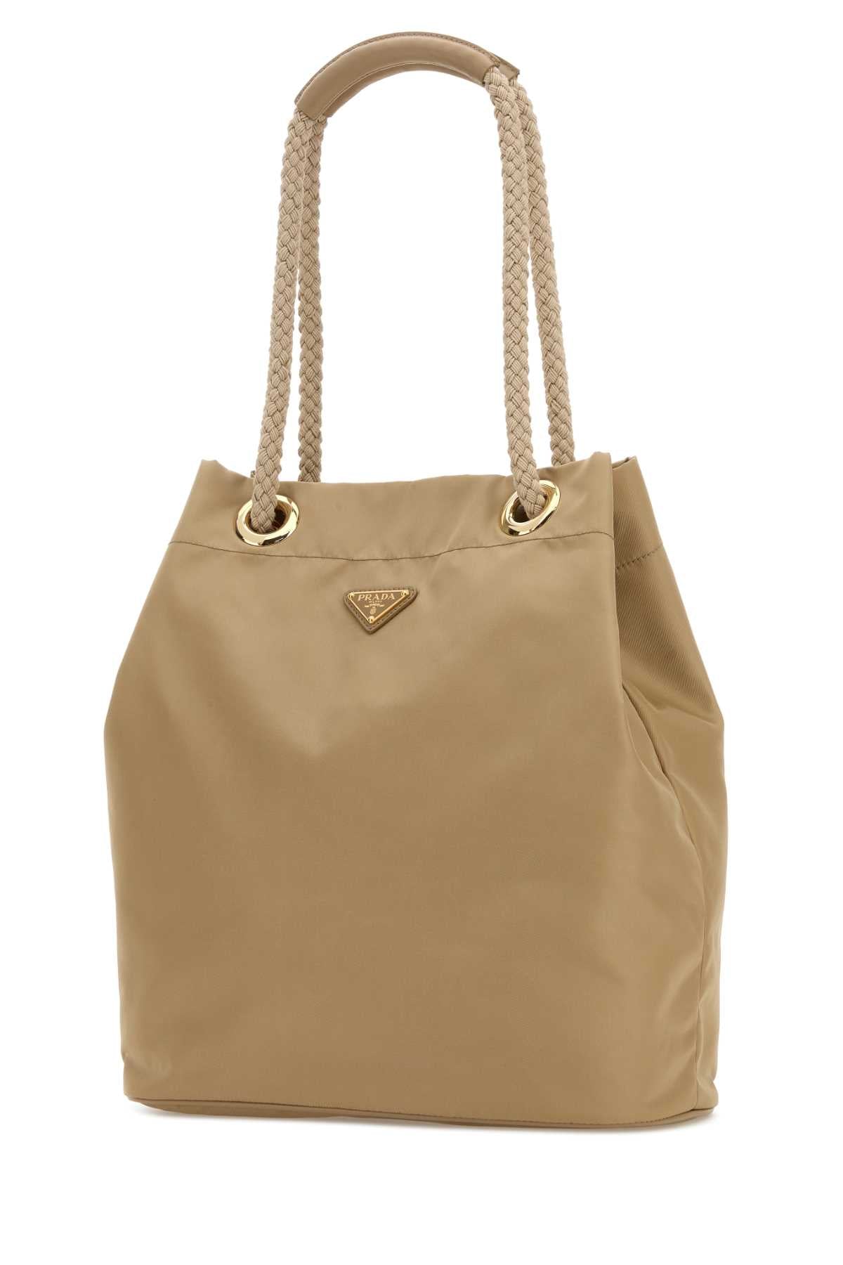 Prada Women Beige Re-Nylon Large Prada Mariner Bucket Bag PRADA
