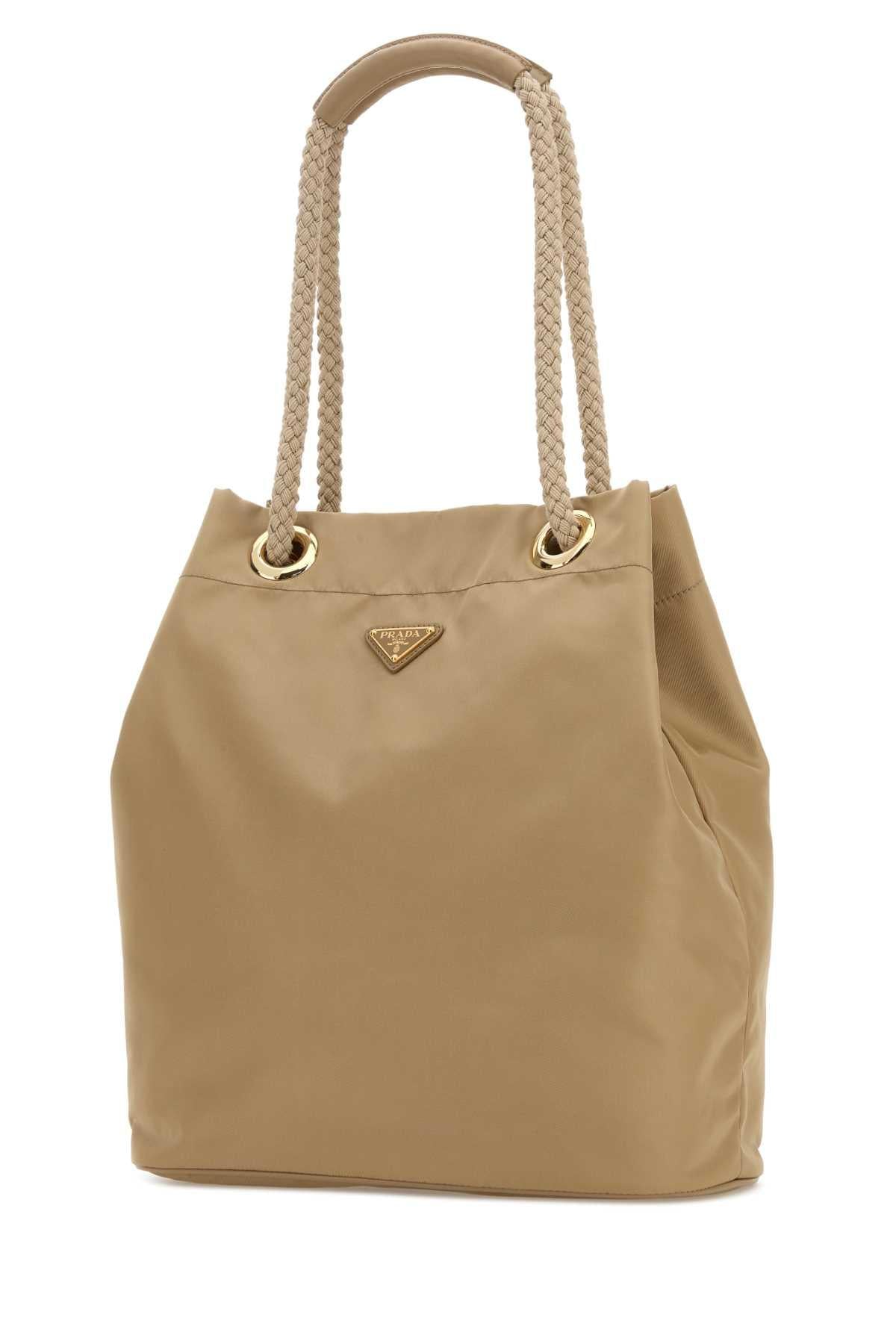 Prada Women Beige Re-Nylon Large Prada Mariner Bucket Bag PRADA