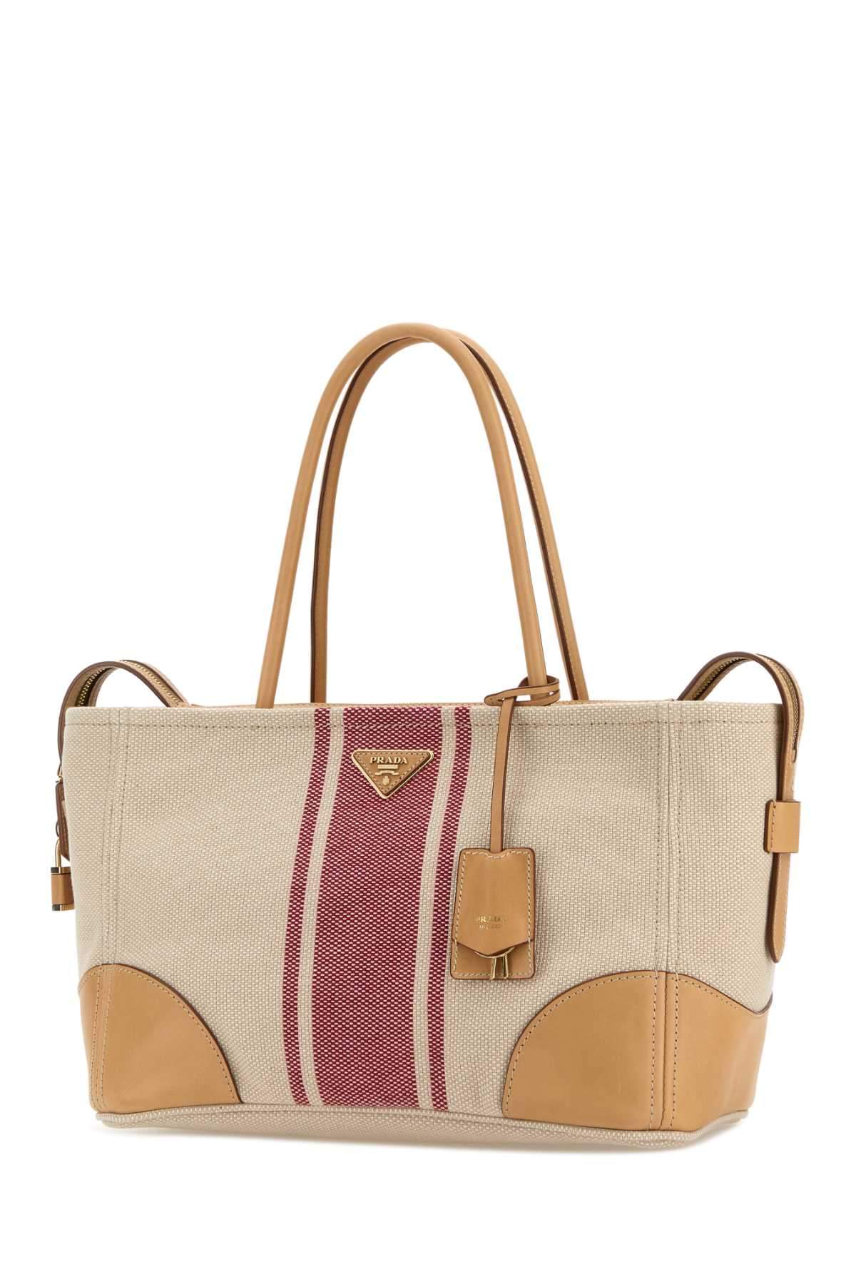 Prada Women Sand Canvas Large Shopping Bag PRADA