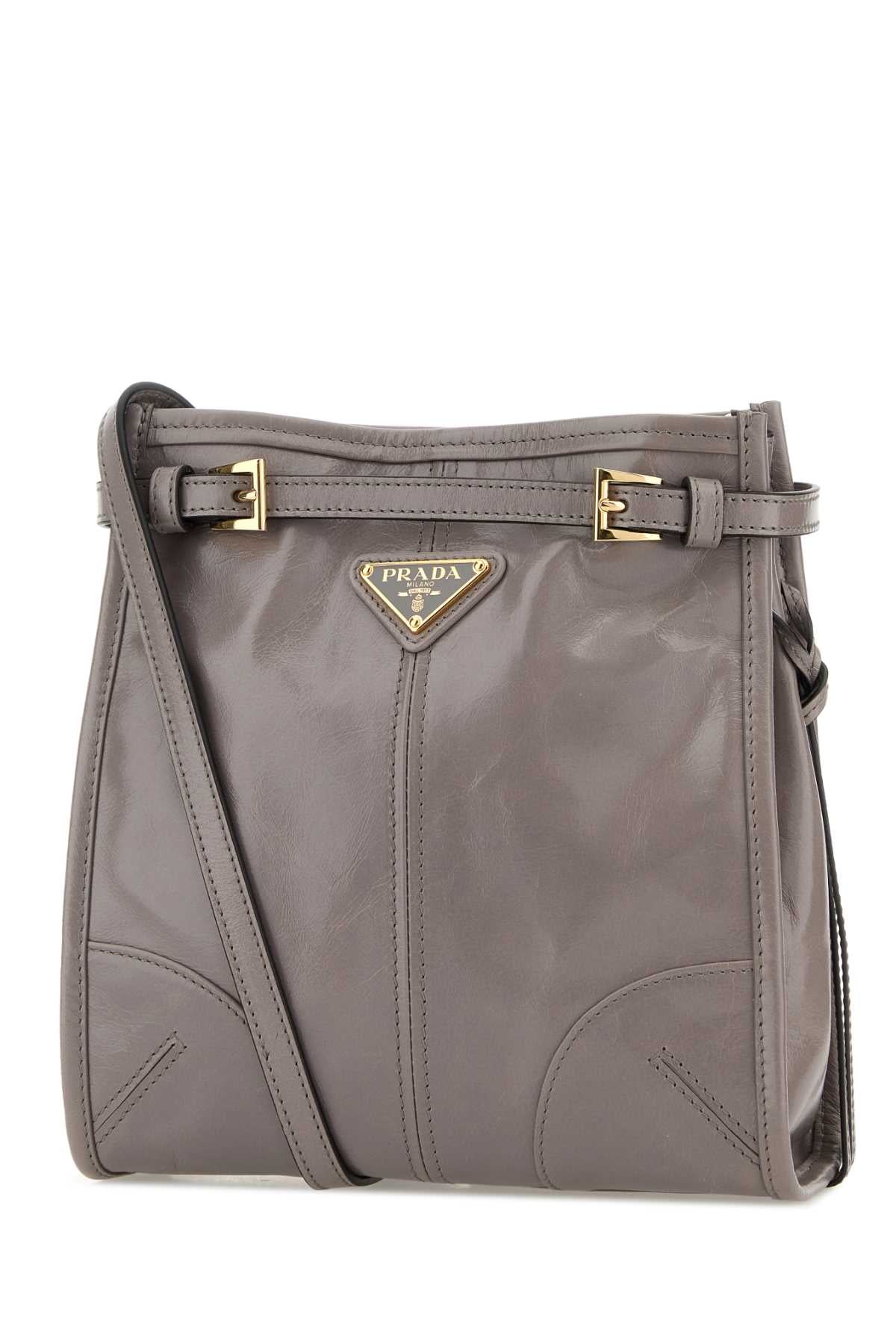 Prada Women Dove Grey Leather Mini Prada Bonnie Crossbody Bag PRADA