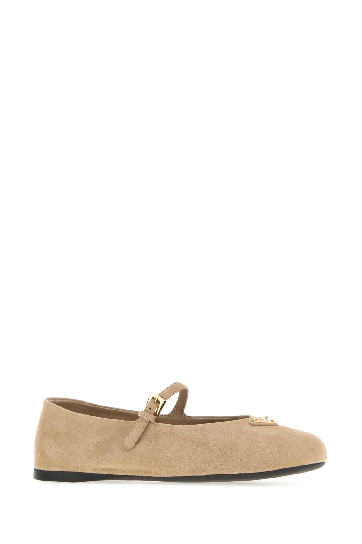 Prada Women Sand Suede Ballerinas PRADA