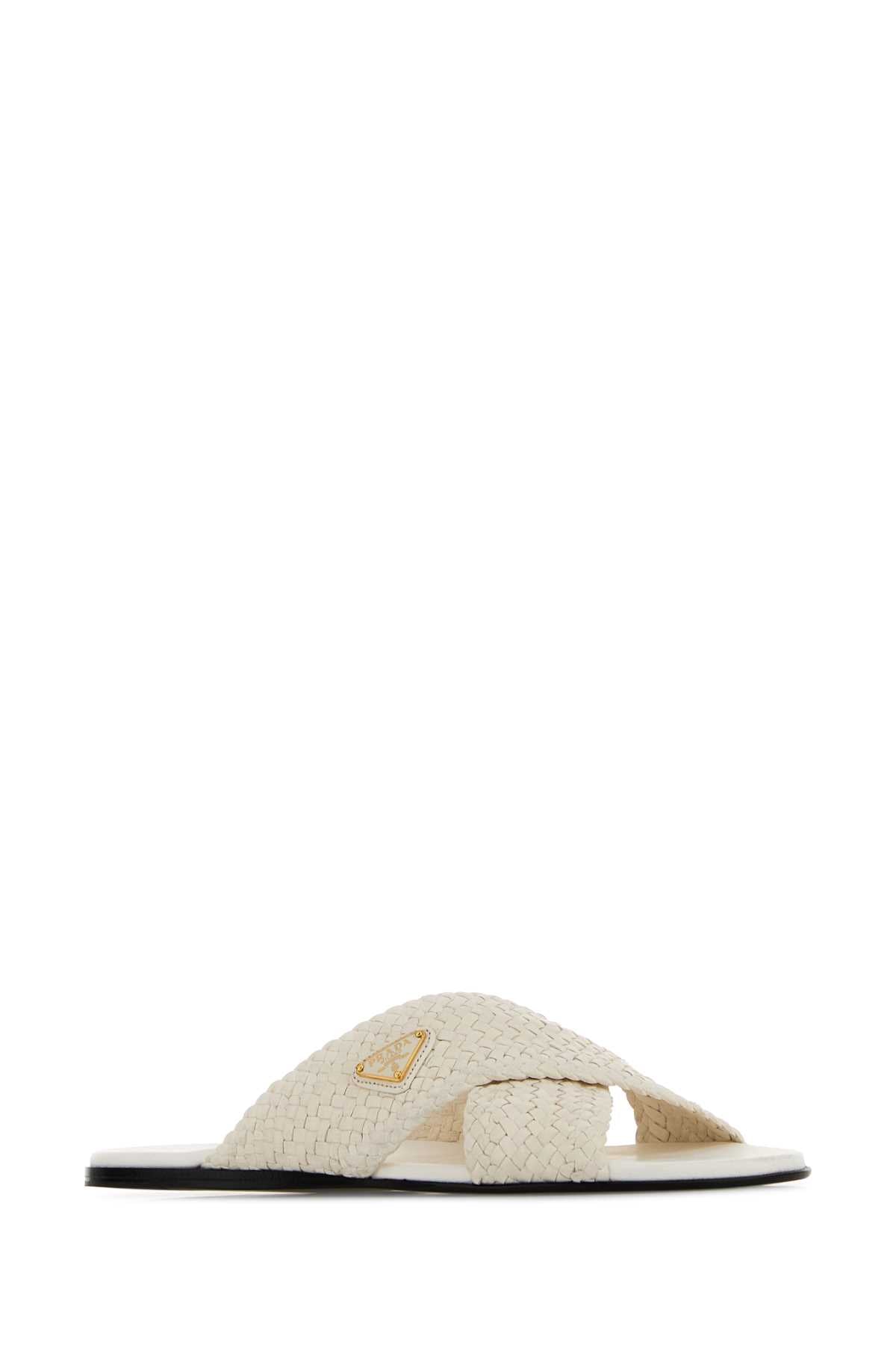 Prada Women White Leather Slippers PRADA