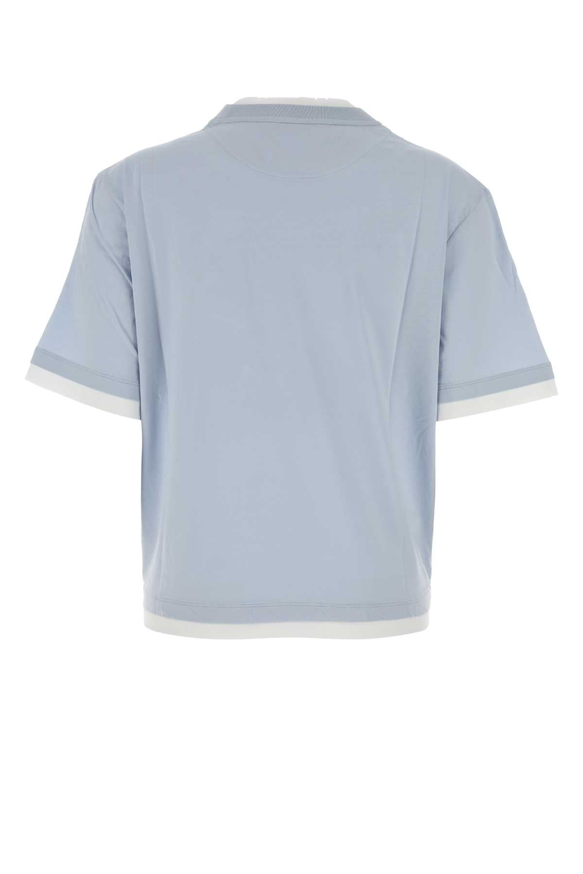 Prada Women Powder Blue Cotton T-Shirt PRADA