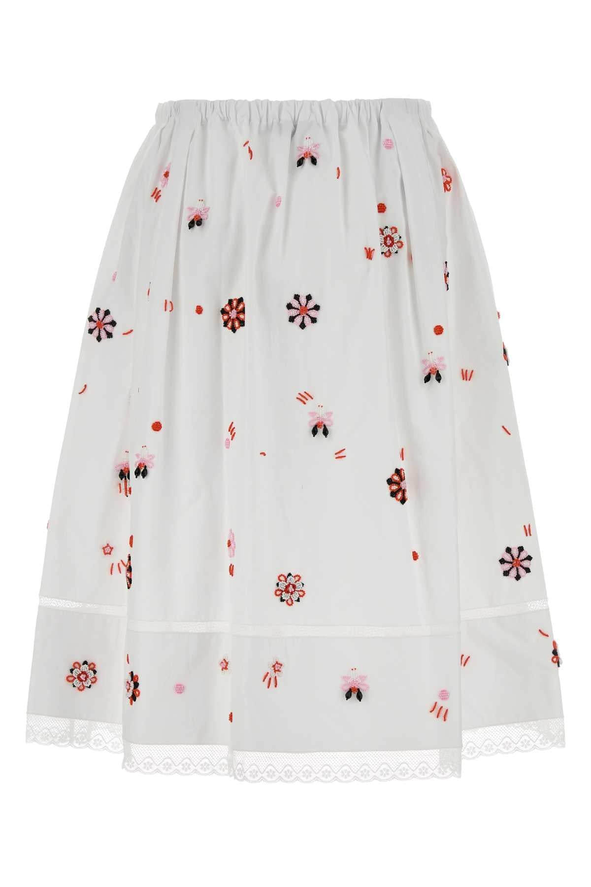 Prada Women White Poplin Skirt PRADA