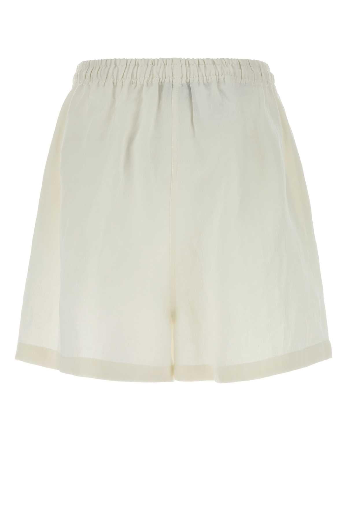 Prada Women White Linen Shorts PRADA