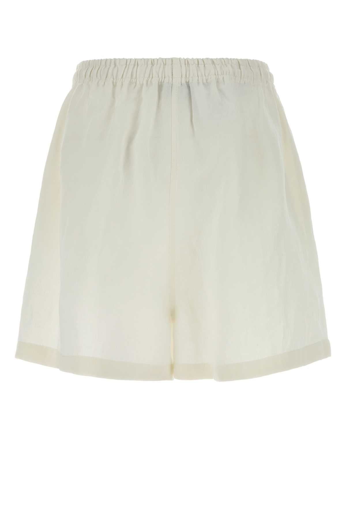Prada Women White Linen Shorts PRADA