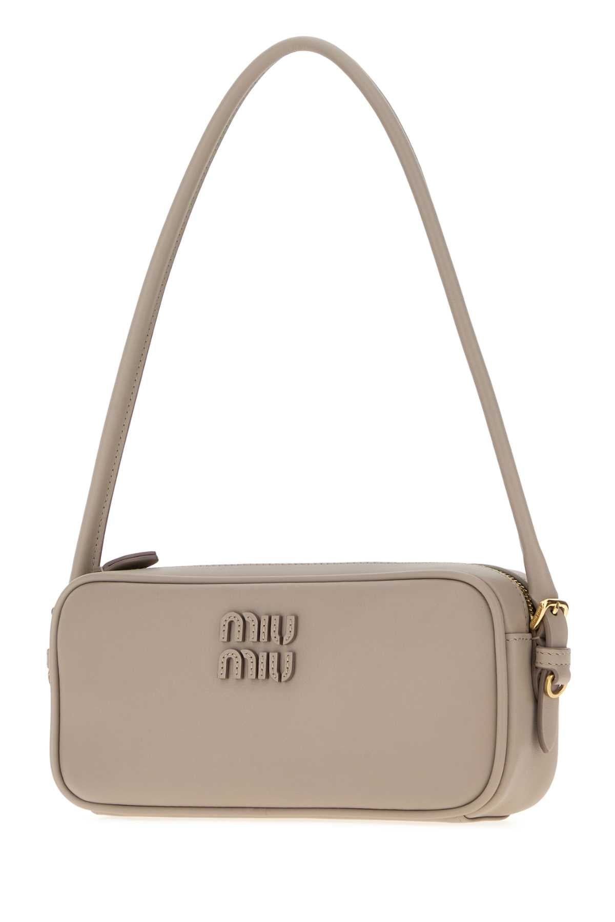 Miu Miu Women Grey Leather Shoulder Bag MIU MIU
