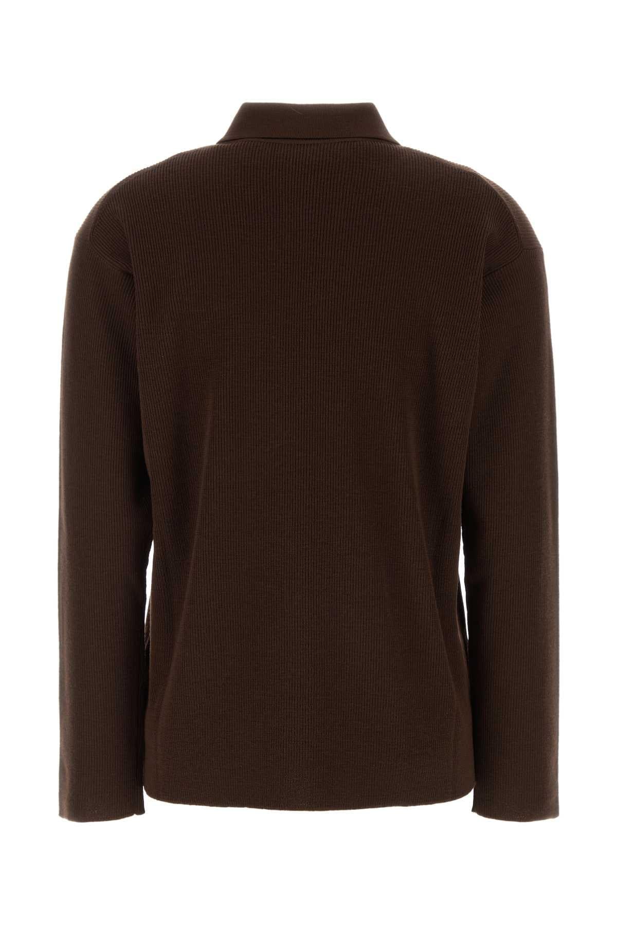 Miu Miu Women Chocolate Wool Polo Shirt MIU MIU