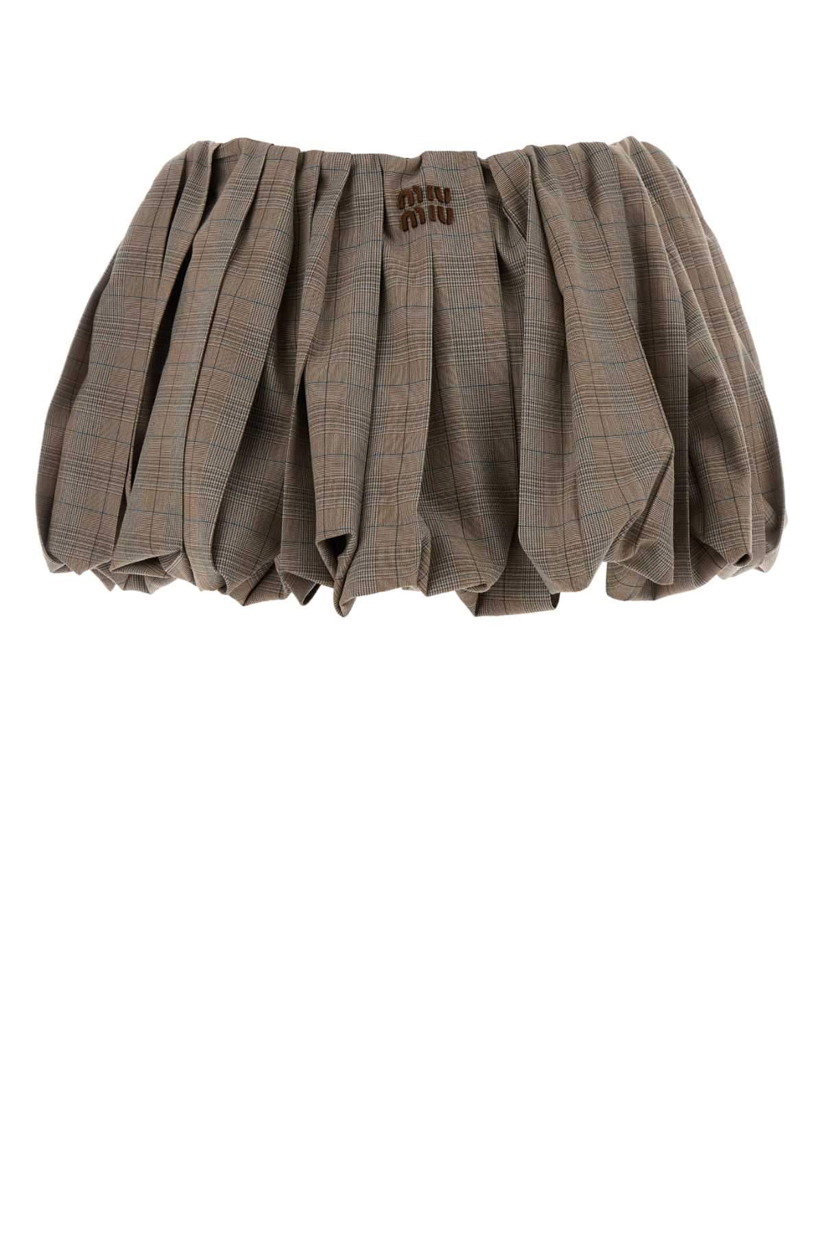 Miu Miu Women Embroidered Wool Mini Skirt MIU MIU