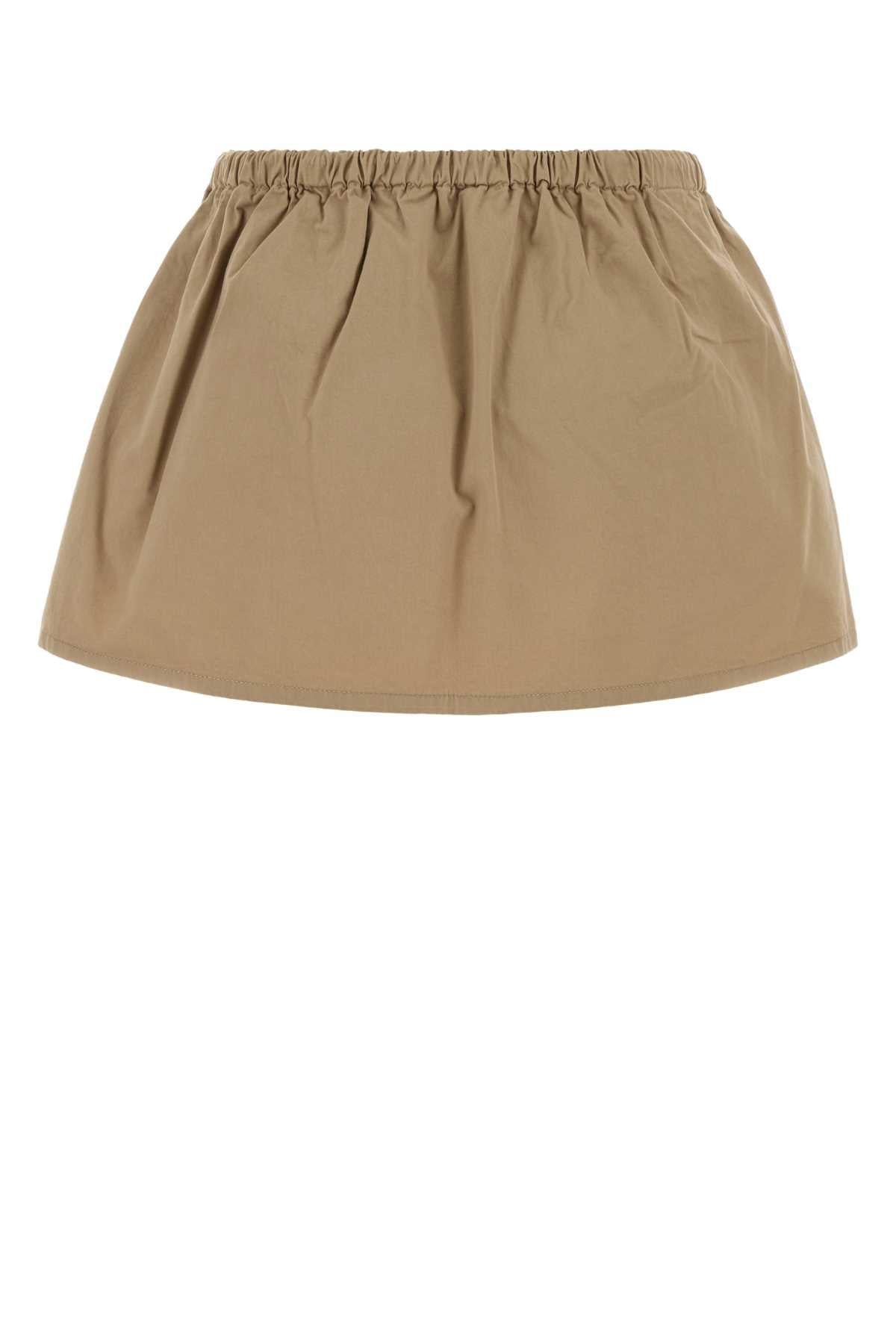 Miu Miu Women Beige Gabardine Mini Skirt MIU MIU