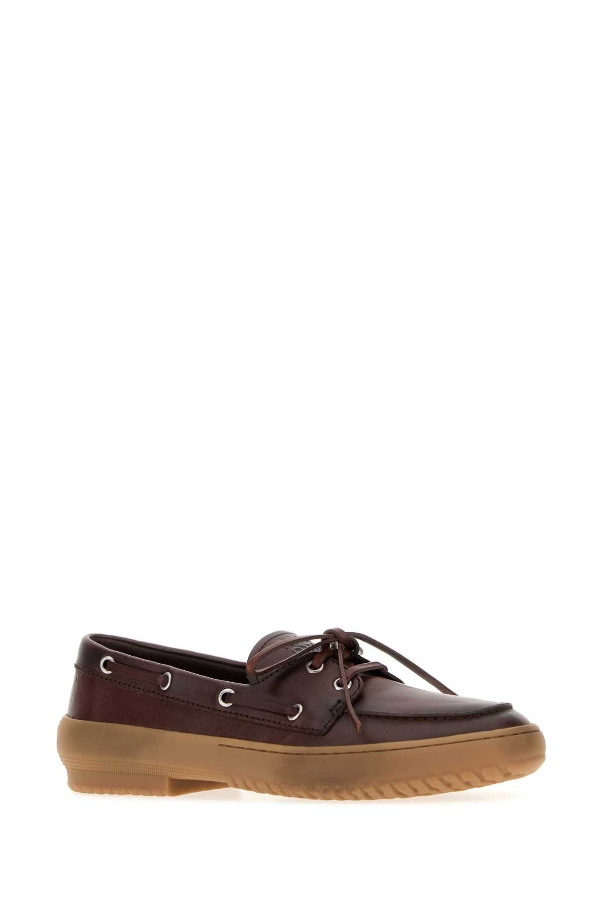 Miu Miu Women Chocolate Leather Loafers MIU MIU