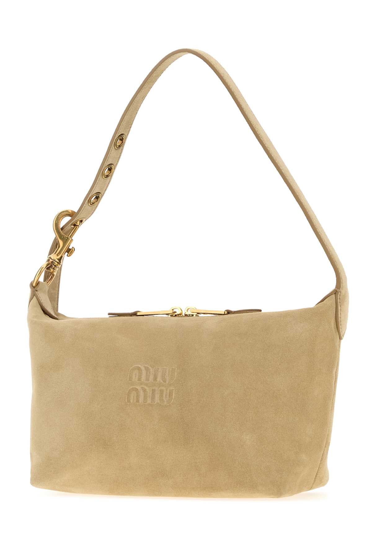 Miu Miu Women Beige Suede Shoulder Bag MIU MIU