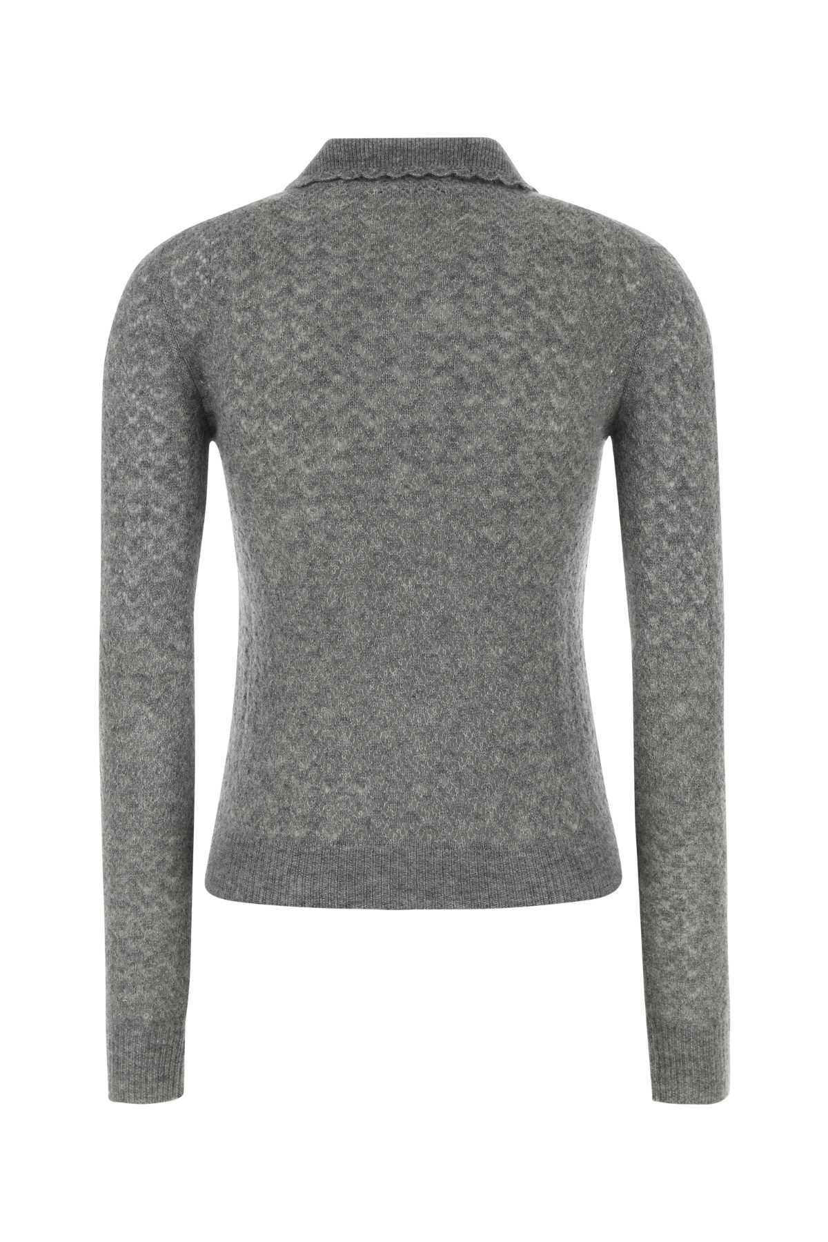 Miu Miu Women Grey Cashmere Blend Cardigan MIU MIU