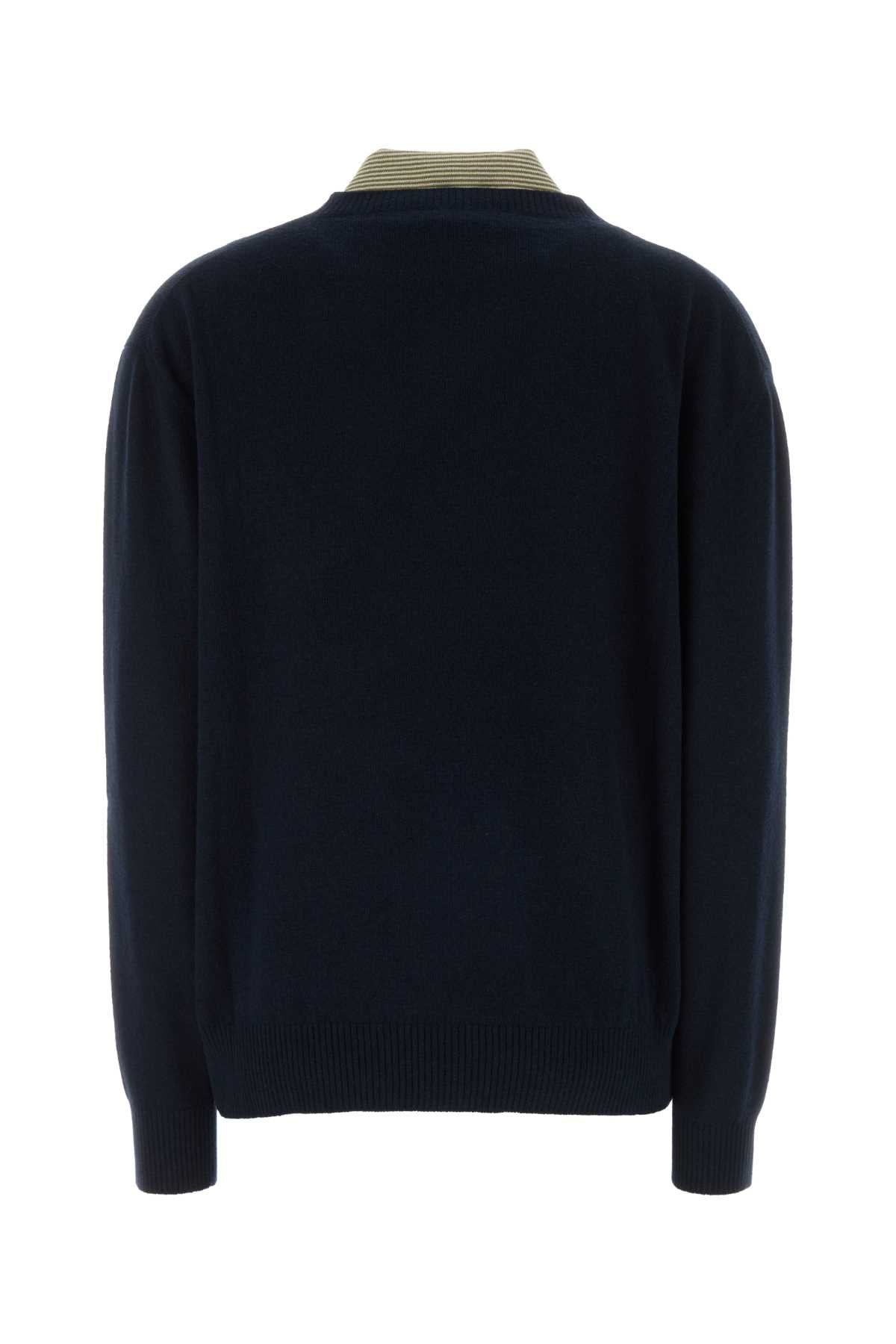 Miu Miu Women Navy Blue Wool Blend Polo Shirt MIU MIU