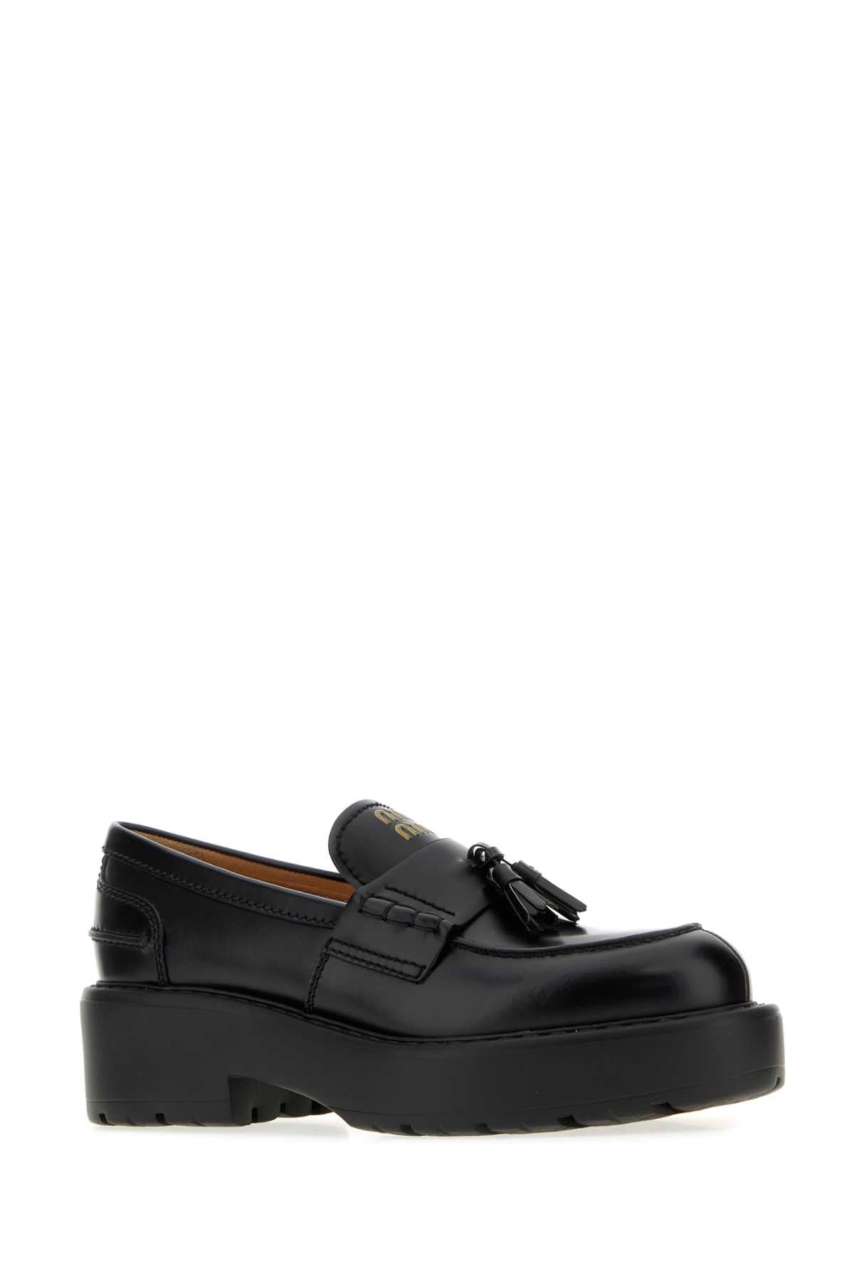 Miu Miu Women Black Leather Loafers MIU MIU
