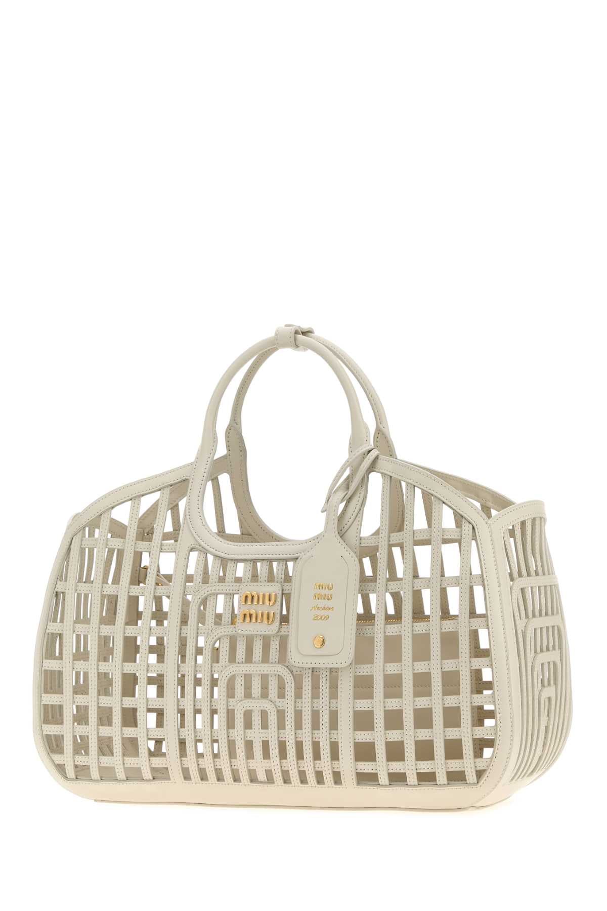 Miu Miu Women Chalk Leather Shopping Bag MIU MIU