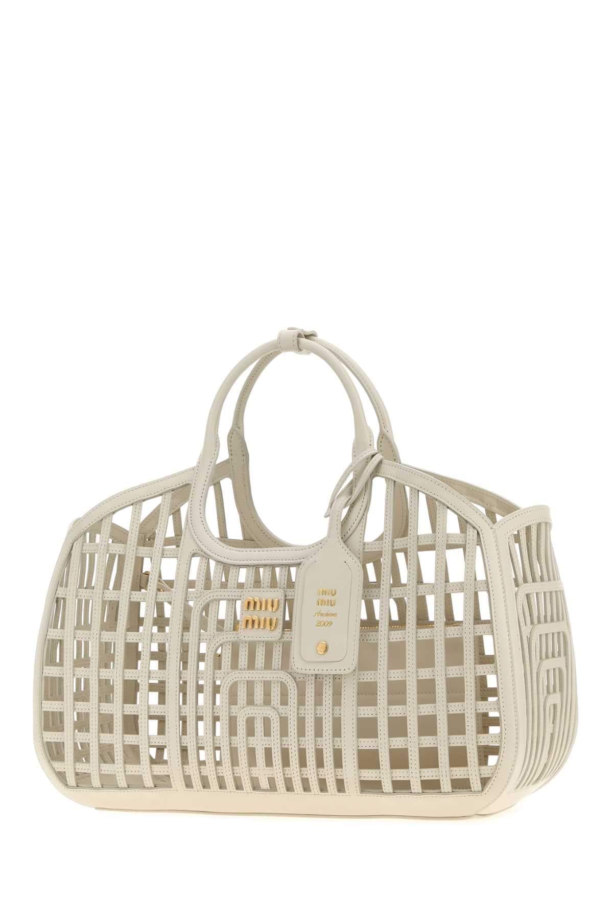Miu Miu Women Chalk Leather Shopping Bag MIU MIU