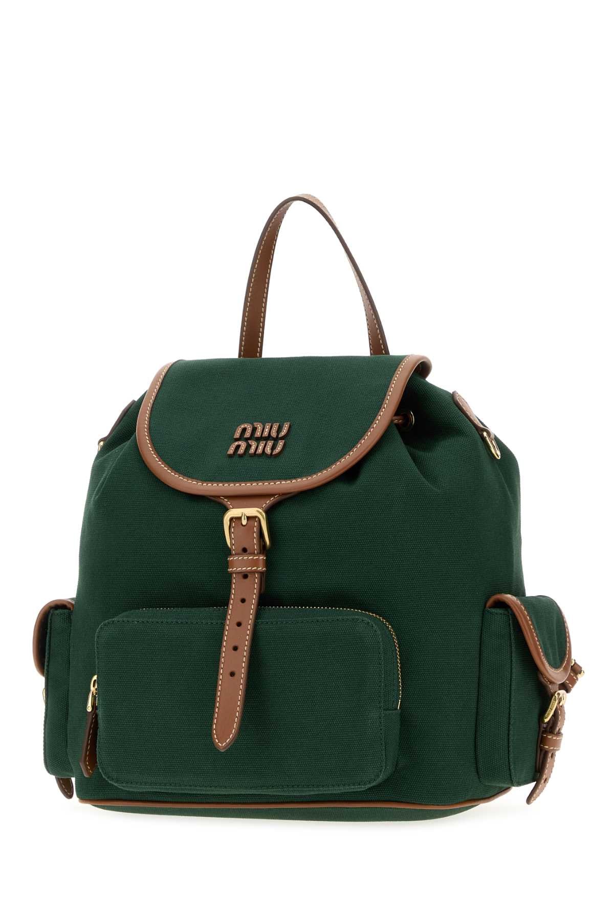 Miu Miu Women Dark Green Canvas Backpack MIU MIU