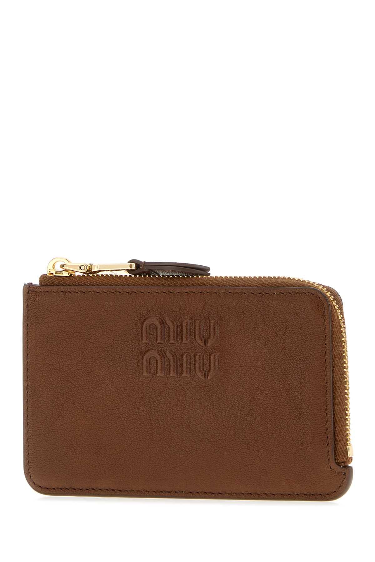 Miu Miu Women Brown Leather Card Holder MIU MIU