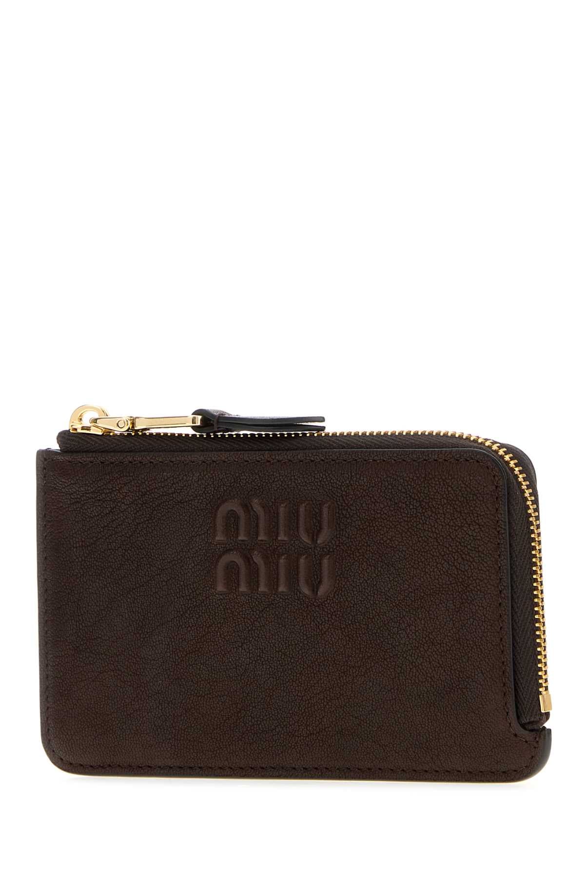 Miu Miu Women Dark Brown Leather Card Holder MIU MIU