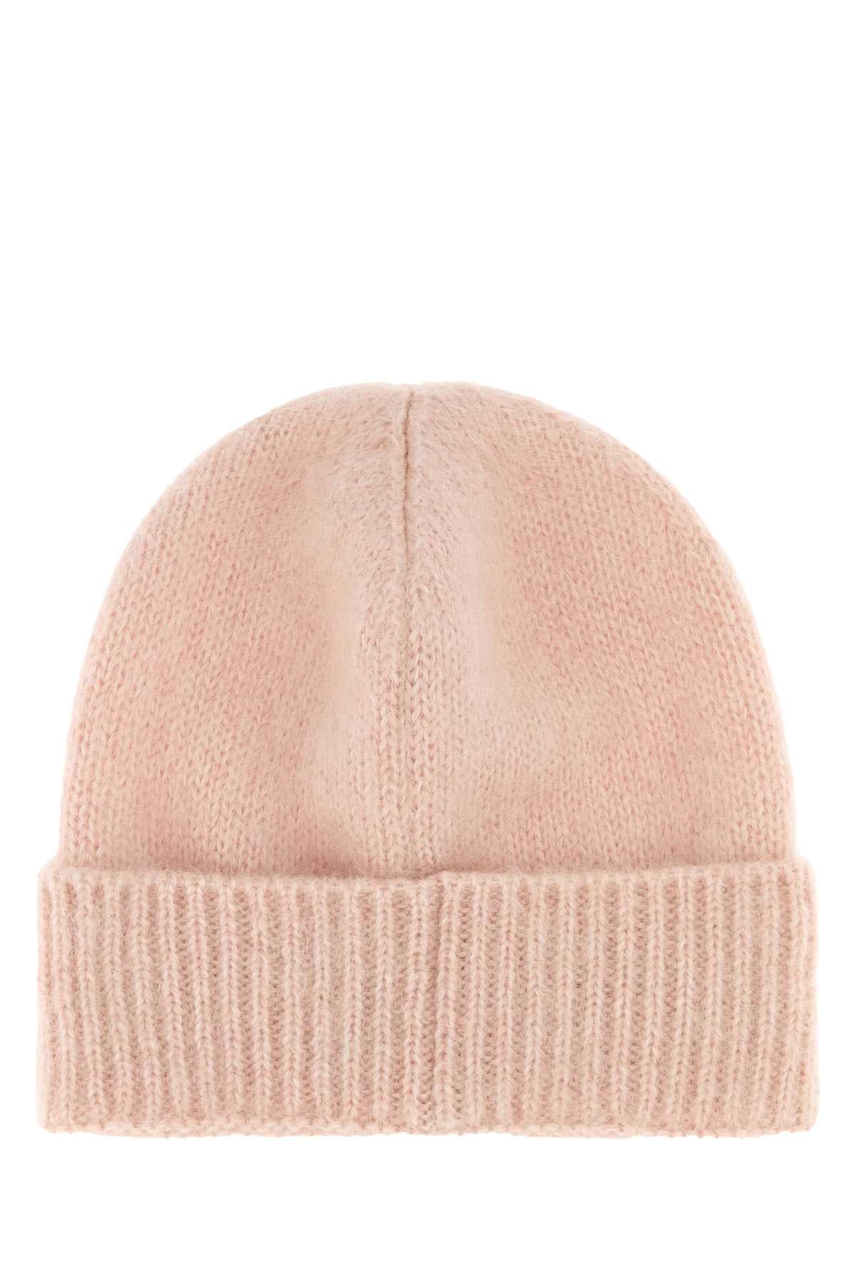 Miu Miu Women Pastel Pink Mohair Blend Beanie Hat MIU MIU
