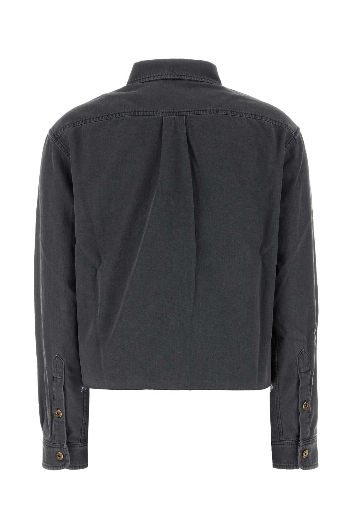 Miu Miu Women Dark Grey Chambray Shirt MIU MIU