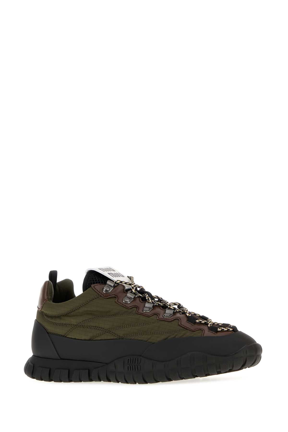 Miu Miu Women Olive Green Fabric Sneakers MIU MIU