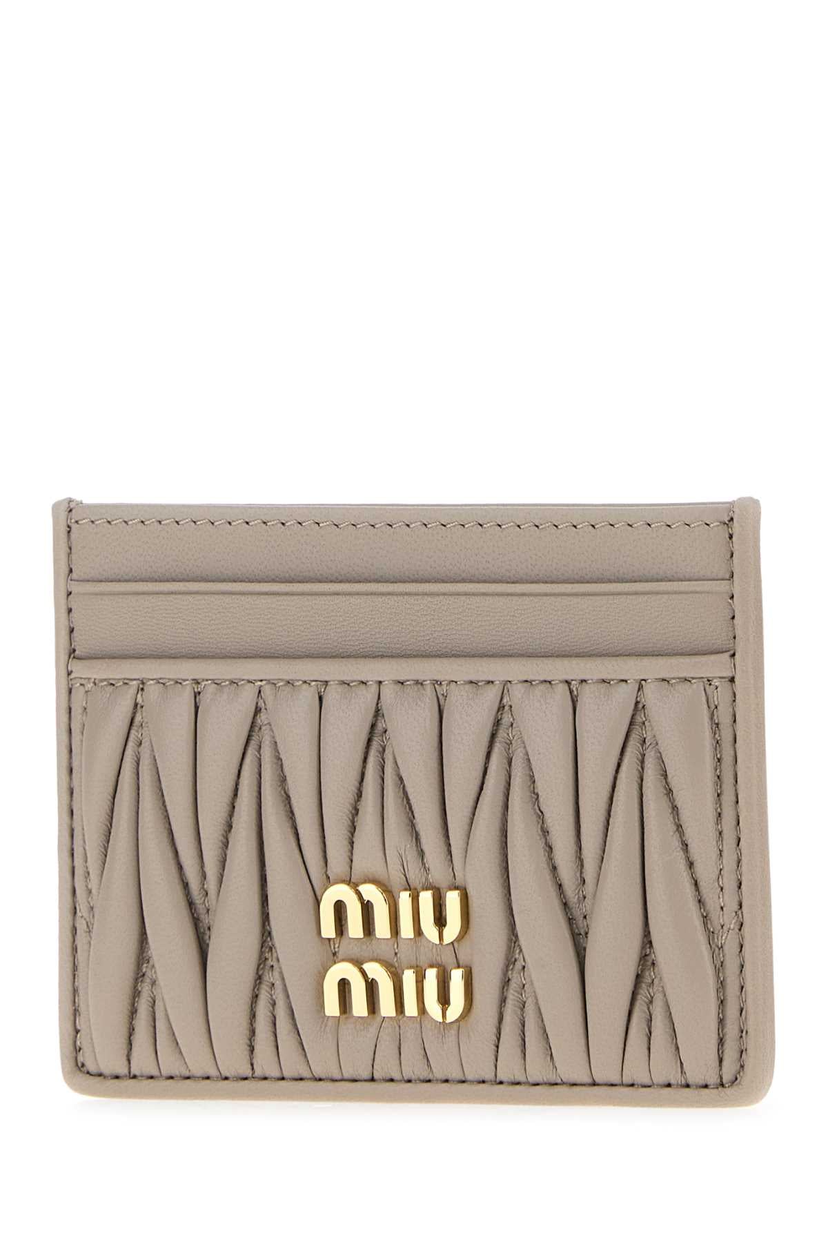 Miu Miu Women Dove Grey Leather Card Holder MIU MIU
