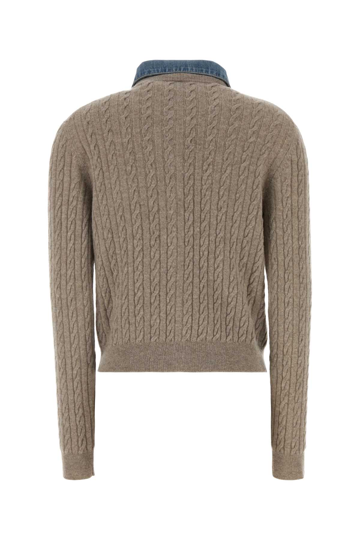 Miu Miu Women Cappuccino Wool Blend Cardigan MIU MIU