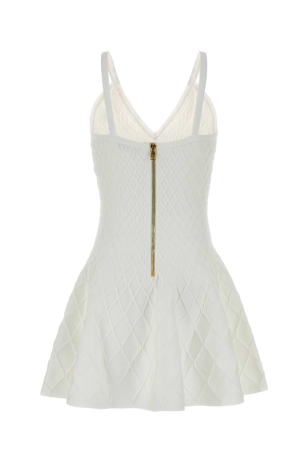 Balmain Women White Knit Mini Dress BALMAIN