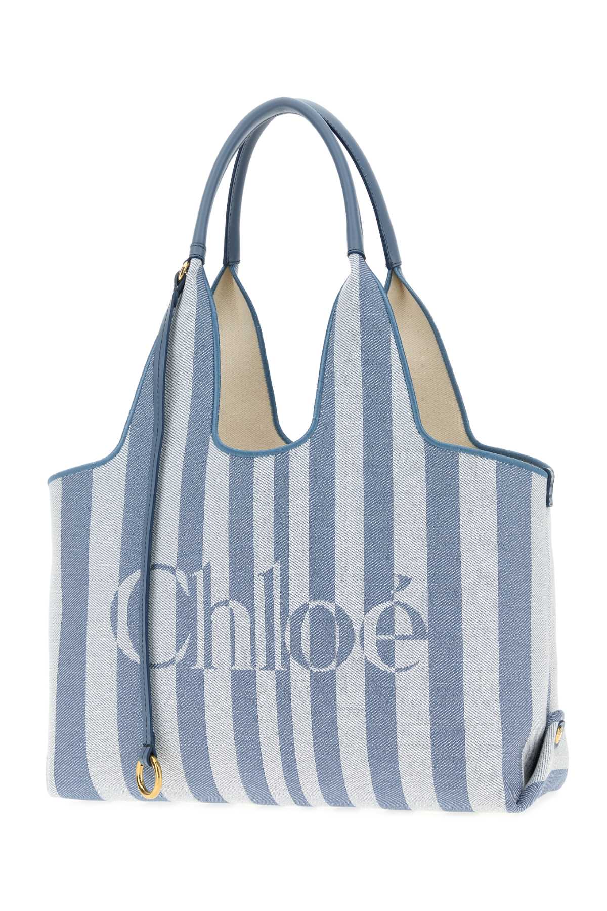 Chloe Women Embroidered Canvas Chloe Stripy Shopping Bag CHLOE