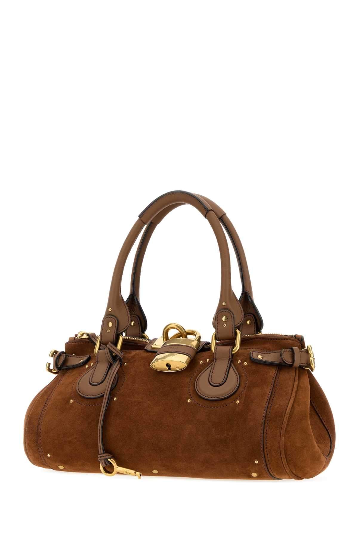 Chloe Women Brown Suede Paddington Shopping Bag CHLOE
