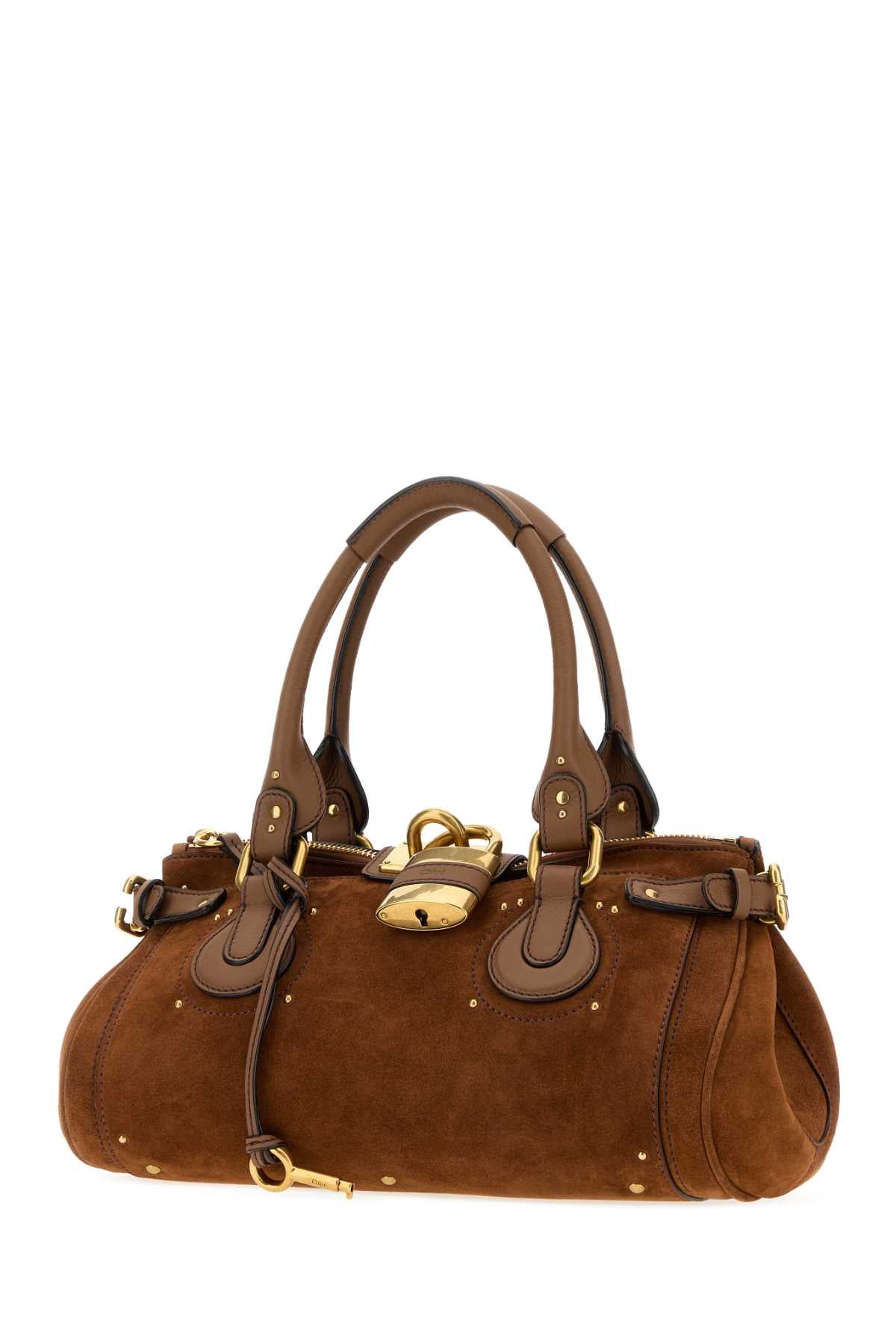 Chloe Women Brown Suede Paddington Shopping Bag CHLOE