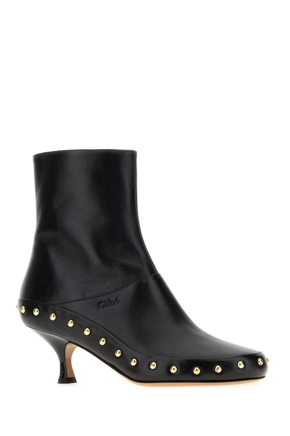 Chloe Women Black Leather Junie Ankle Boots CHLOE