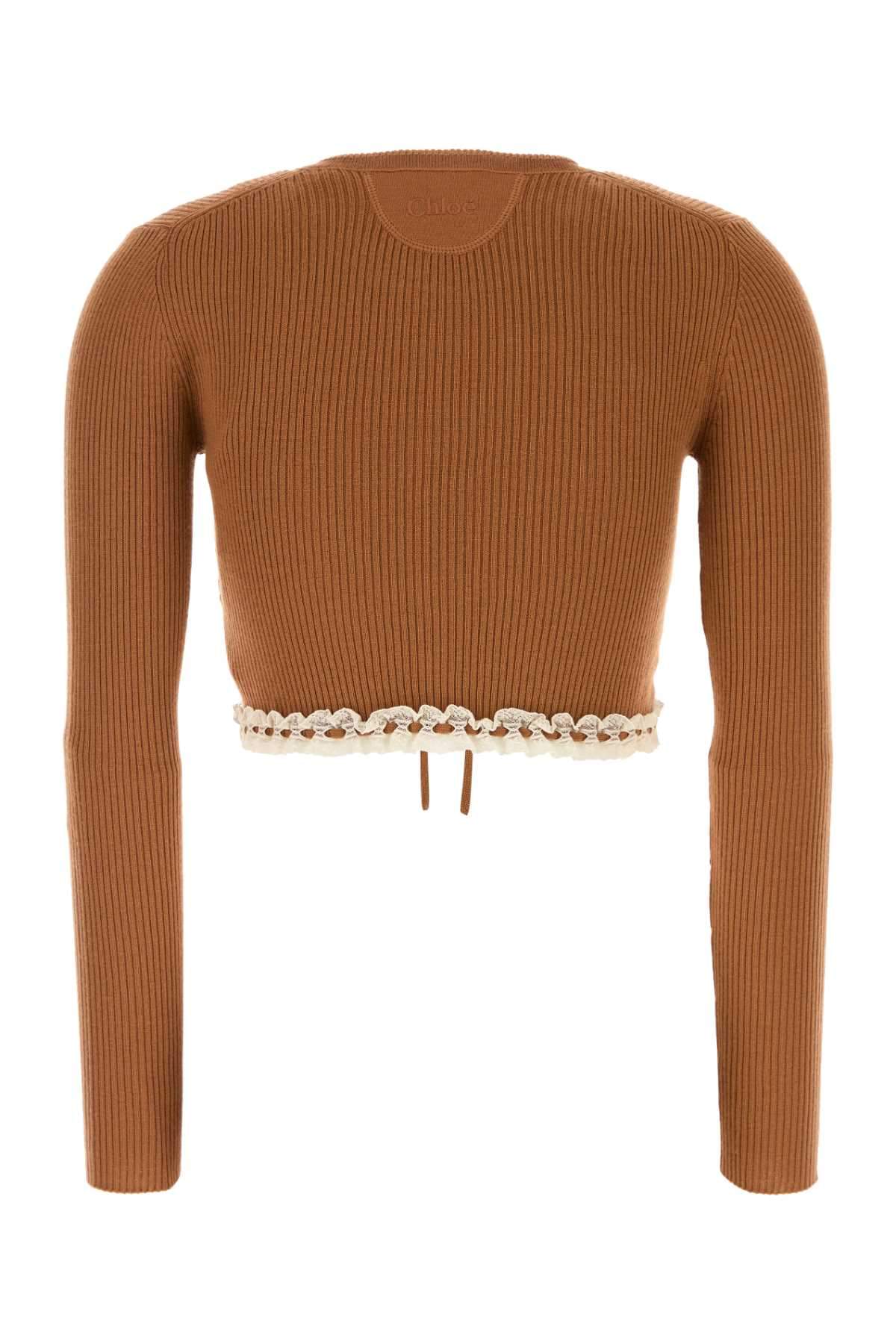 Chloe Women Caramel Wool Sweater CHLOE