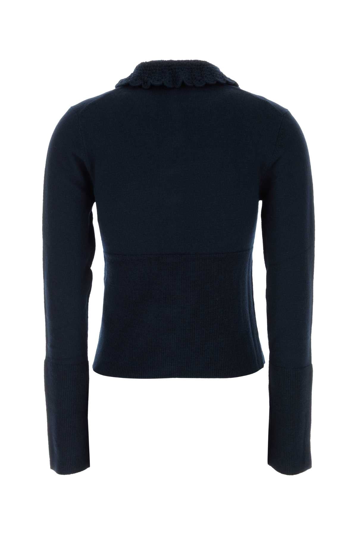 Chloe Women Navy Blue Wool Cardigan