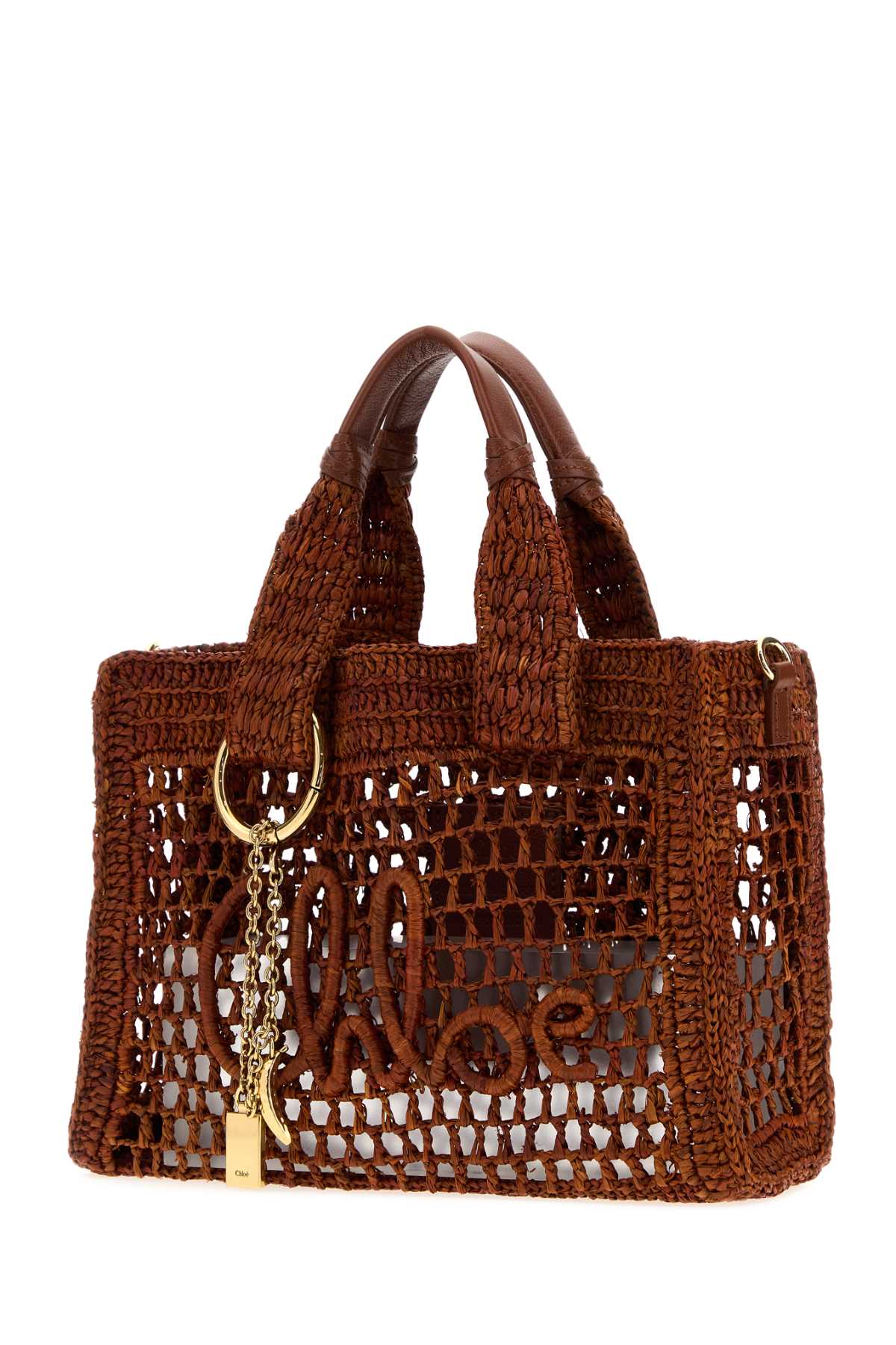 Chloe Women Caramel Raffia Summer Banana Shopping Bag CHLOE