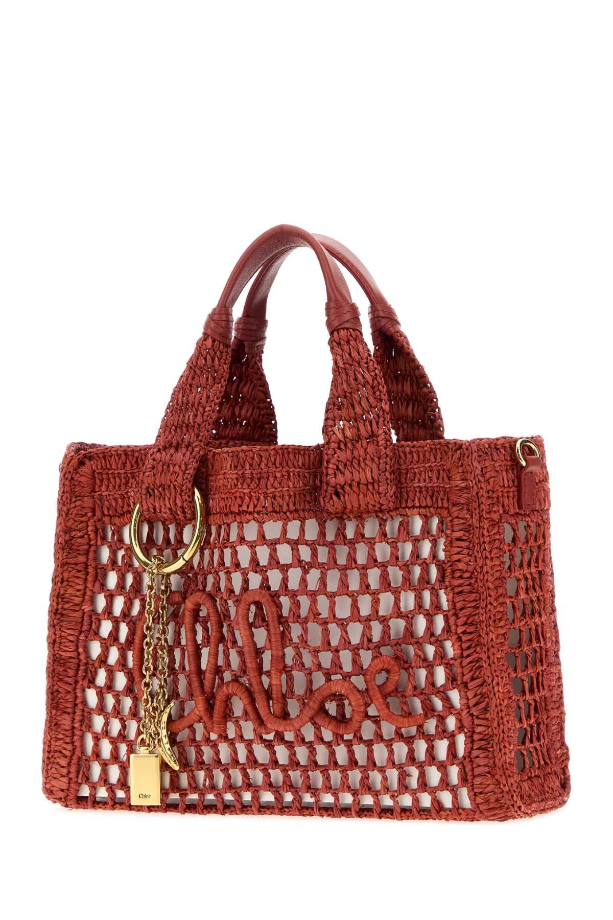 Chloe Women Red Raffia Summer Banana Shopping Bag CHLOE