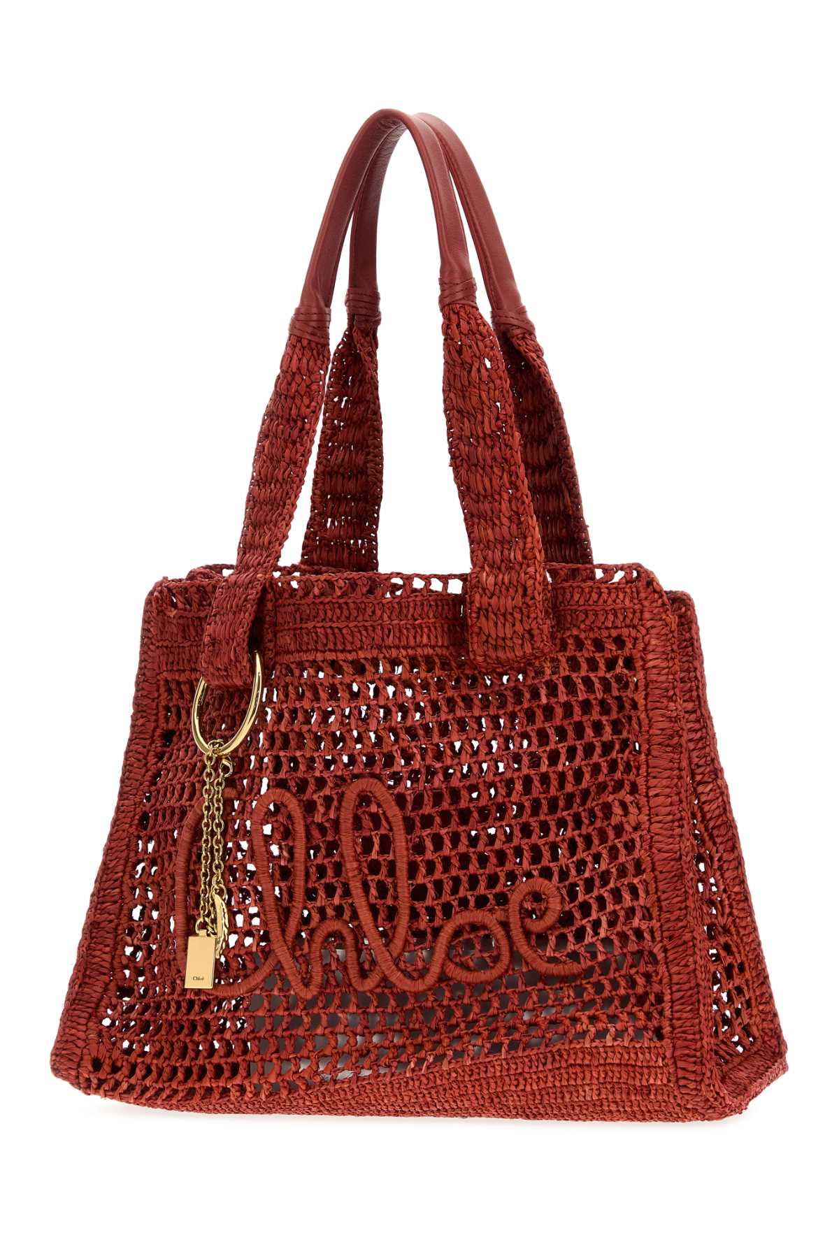 Chloe Women Red Raffia East-West Summer Banana Shopping Bag CHLOE