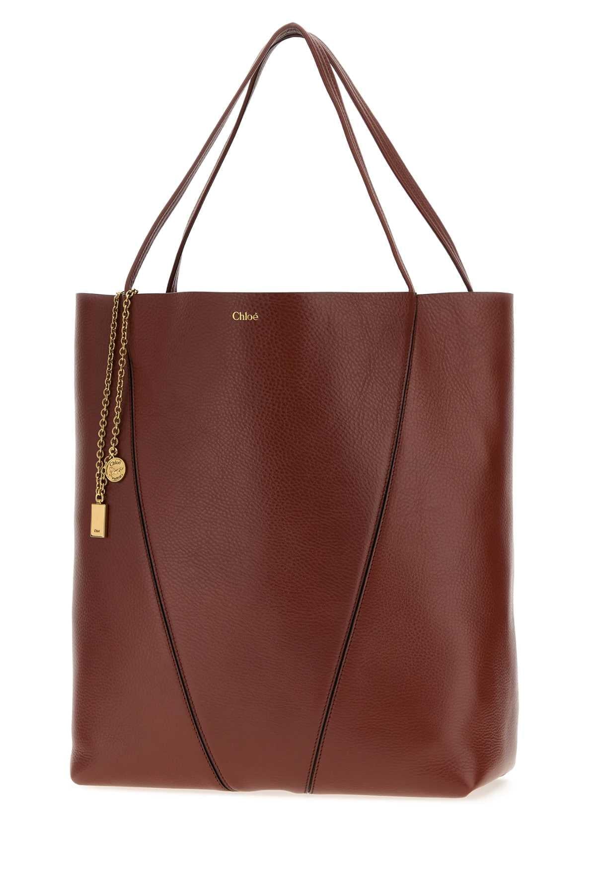 Chloe Women Caramel Leather Large Spin Shopping Bag CHLOE