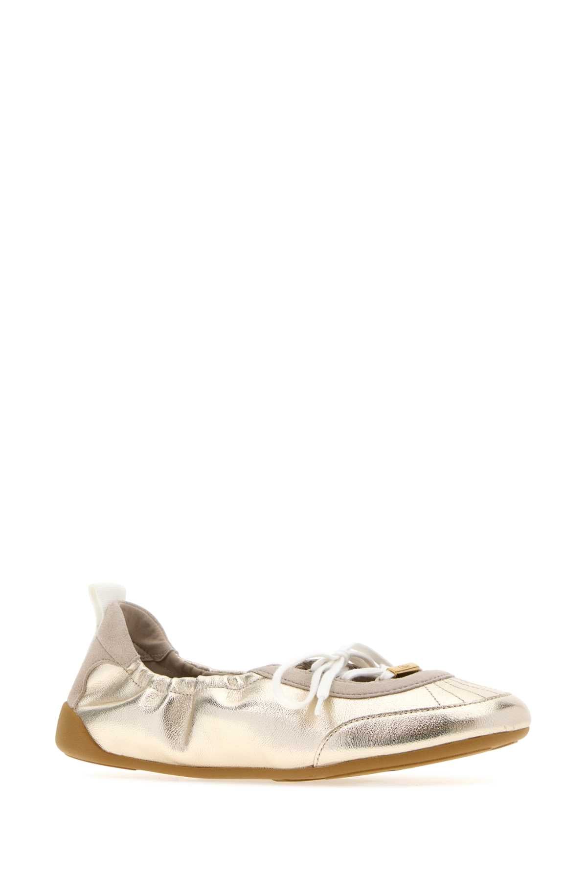 Chloe Women Gold Leather Chloe Kick Ballerinas CHLOE
