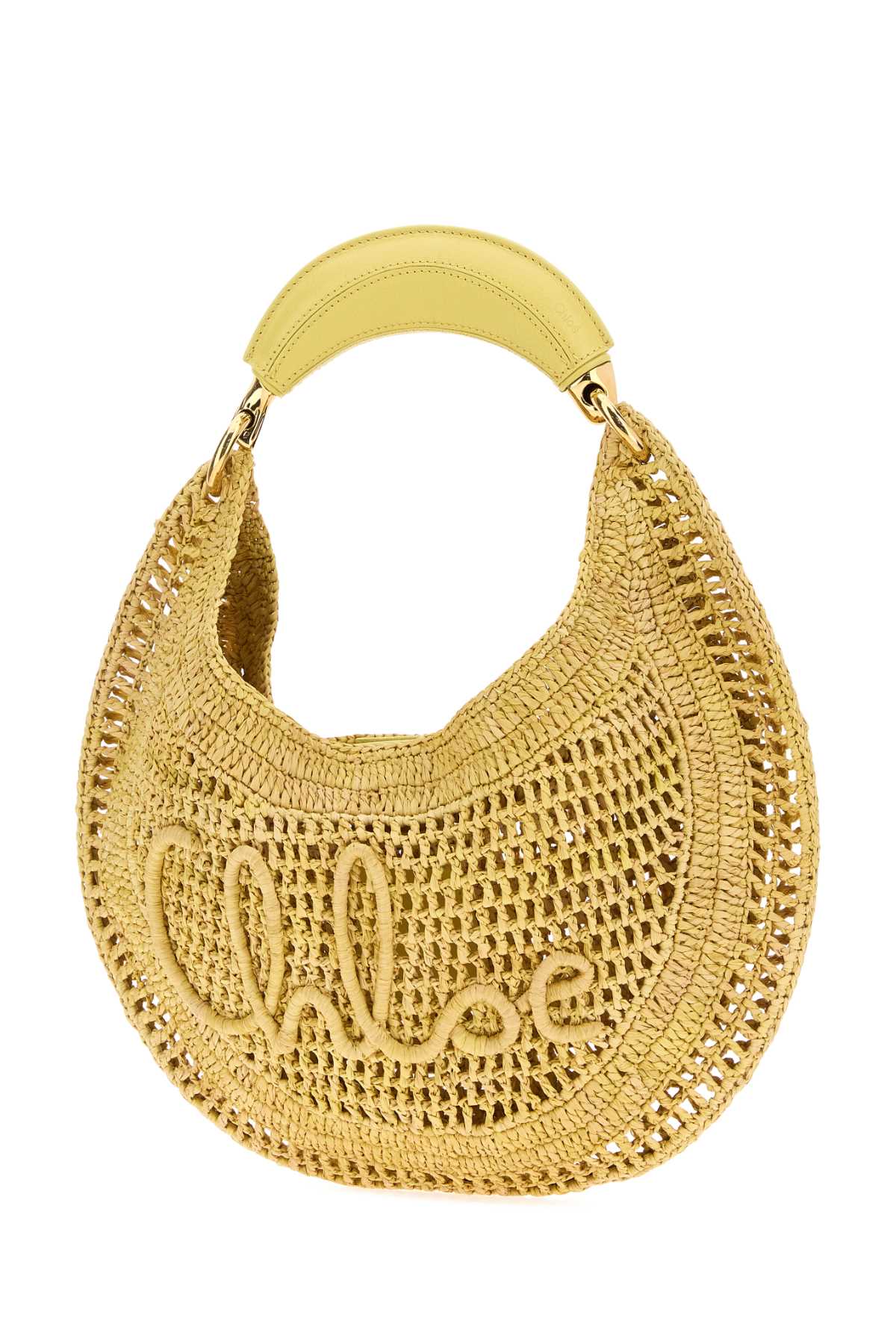 Chloe Women Yellow Raffia Banana Handbag