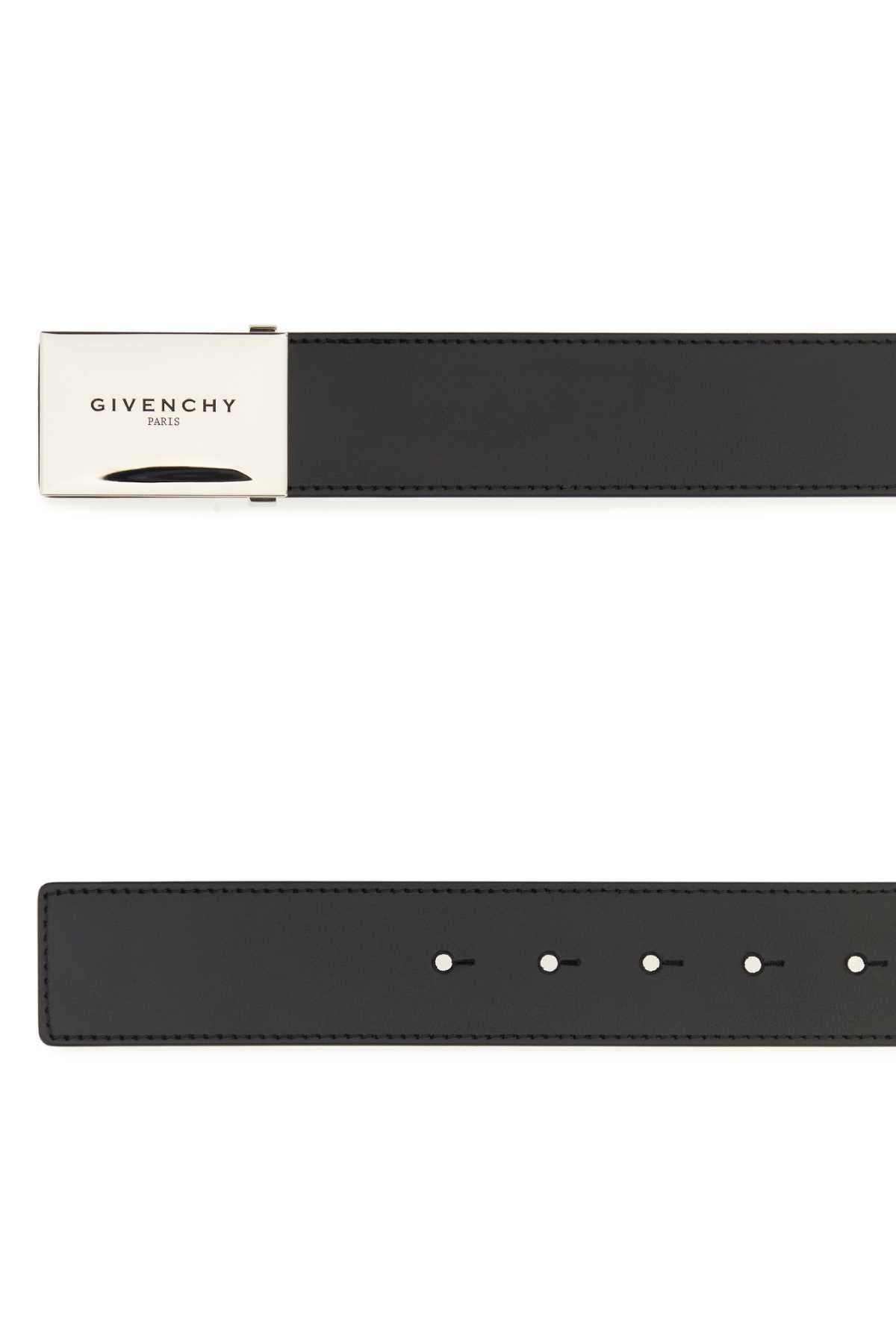 Givenchy Men Black Leather Plaque Belt GIVENCHY