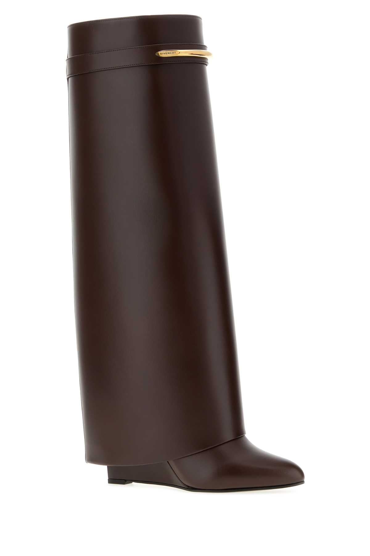 Givenchy Women Chocolate Leather Shark Boots GIVENCHY
