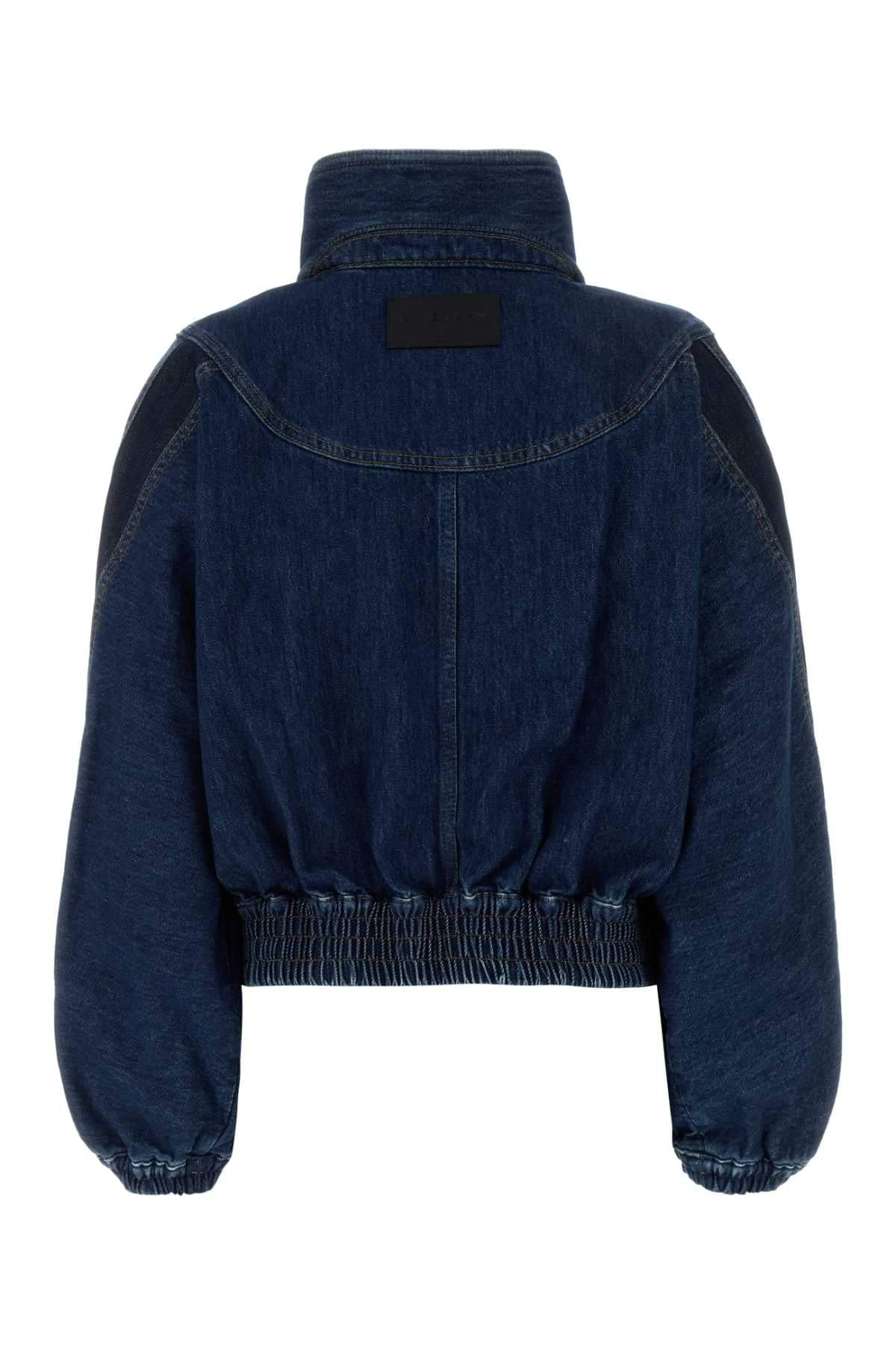Givenchy Women Blue Denim Bomber Jacket GIVENCHY