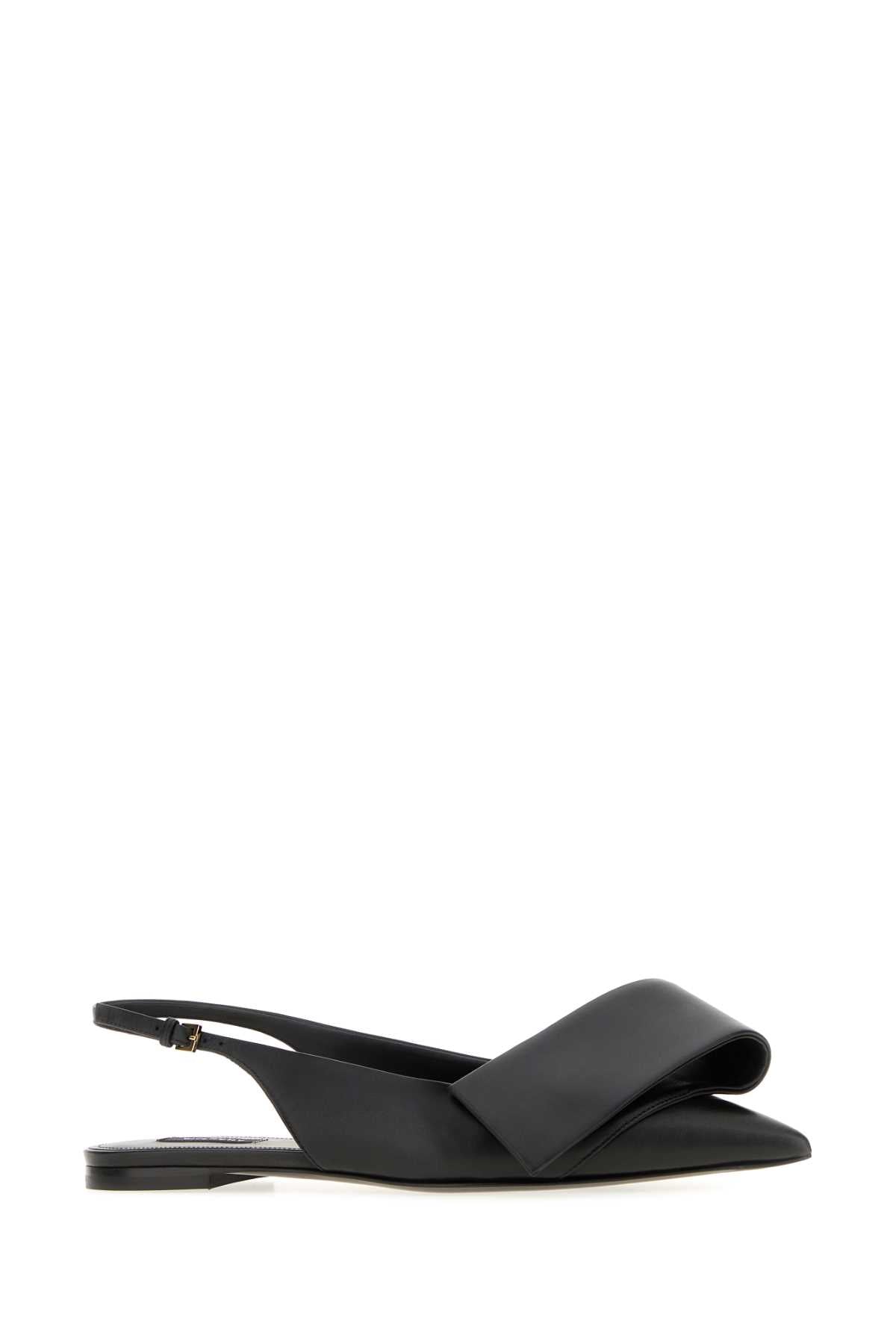 Givenchy Women Black Leather Twisted Ribbon Ballerinas GIVENCHY