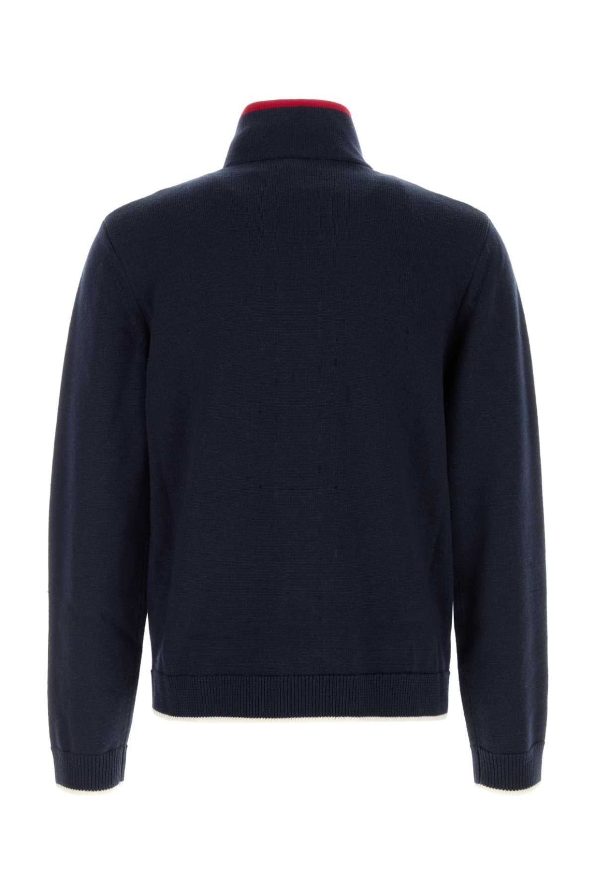 Casablanca Men Navy Blue Wool Cardigan CASABLANCA