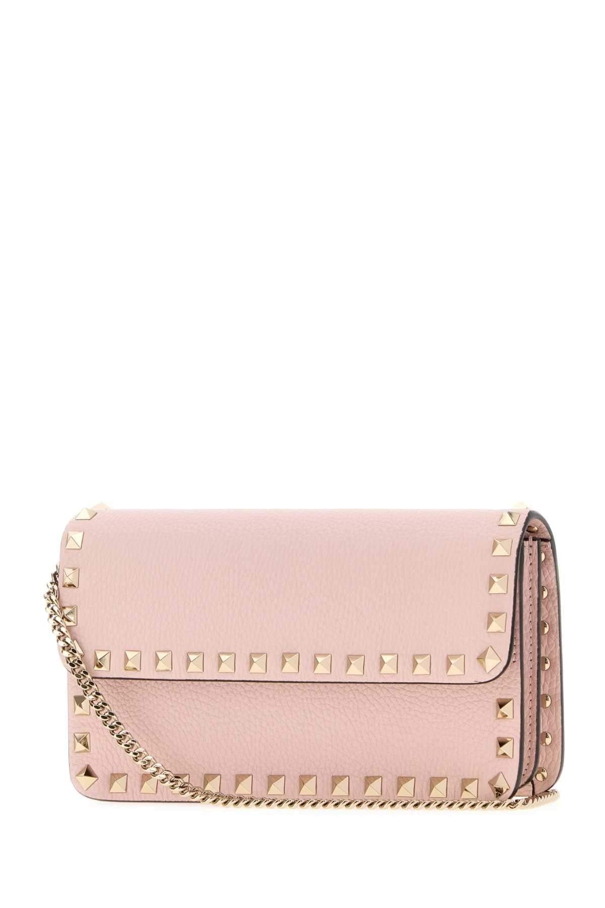 Valentino Garavani Women Pink Leather Rockstud Clutch VALENTINO GARAVANI